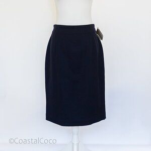 Vintage Theo Miles 100% Wool Skirt Size 10 Navy Blue Office Preppy Career Pencil